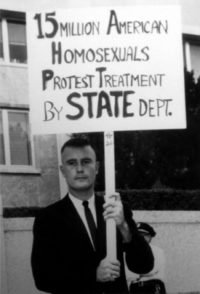 Jack Nichols at the State Department picket, 1965